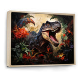 Floral Tyrannosaurus Dinosaur jungle portrait - Dinosaur Wall Decor