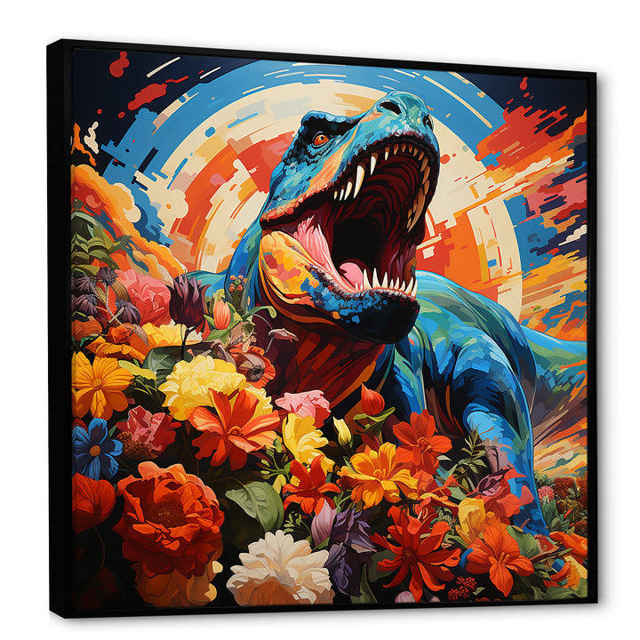 Orange Rainbow Tyrannosaurus jungle portrait - Dinosaur Wall Art Prints