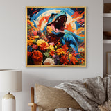 Orange Rainbow Tyrannosaurus jungle portrait - Dinosaur Wall Art Prints