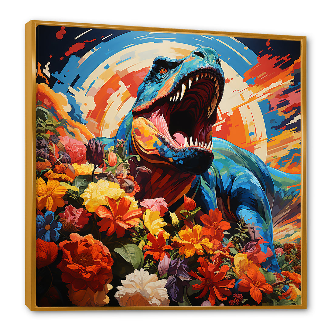 Orange Rainbow Tyrannosaurus jungle portrait - Dinosaur Wall Art Prints