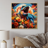 Orange Rainbow Tyrannosaurus jungle portrait - Dinosaur Wall Art Prints
