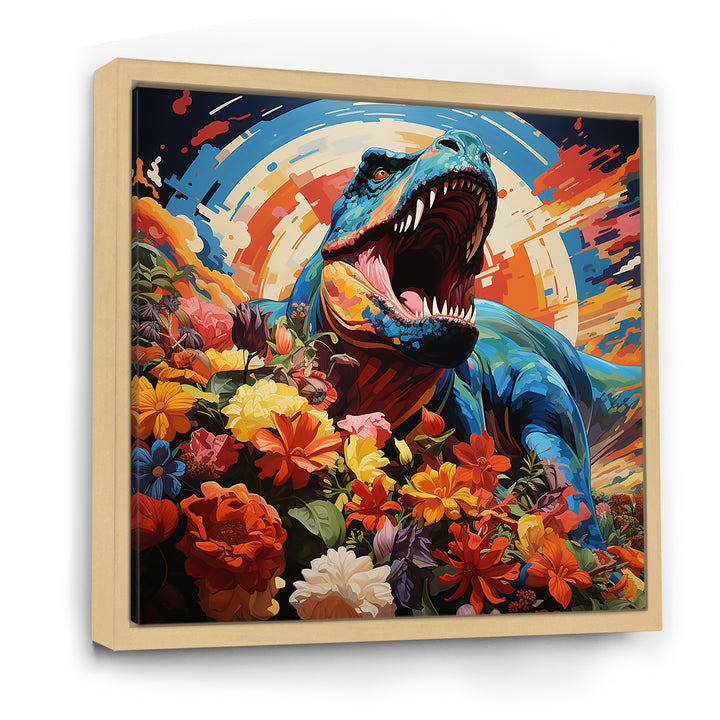 Orange Rainbow Tyrannosaurus jungle portrait - Dinosaur Wall Art Prints