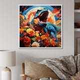 Orange Rainbow Tyrannosaurus jungle portrait - Dinosaur Wall Art Prints