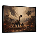 Vintage Jurassic dinosaur landscape II - Animals Canvas Wall Art