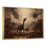 Vintage Jurassic dinosaur landscape II - Animals Canvas Wall Art