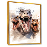 Family Of Velociraptor Dinosaurs Portrait - Dinosaur Framed Canvas Art