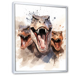 Family Of Velociraptor Dinosaurs Portrait - Dinosaur Framed Canvas Art