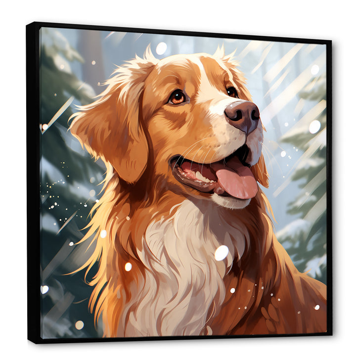 Winter Labrador dog happiness - Dog Large Canvas Wall Art