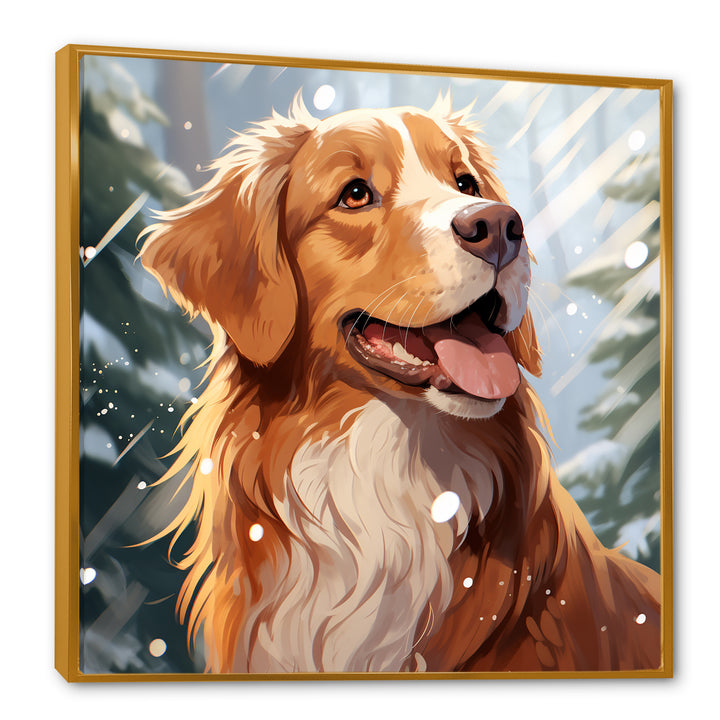 Winter Labrador dog happiness - Dog Large Canvas Wall Art