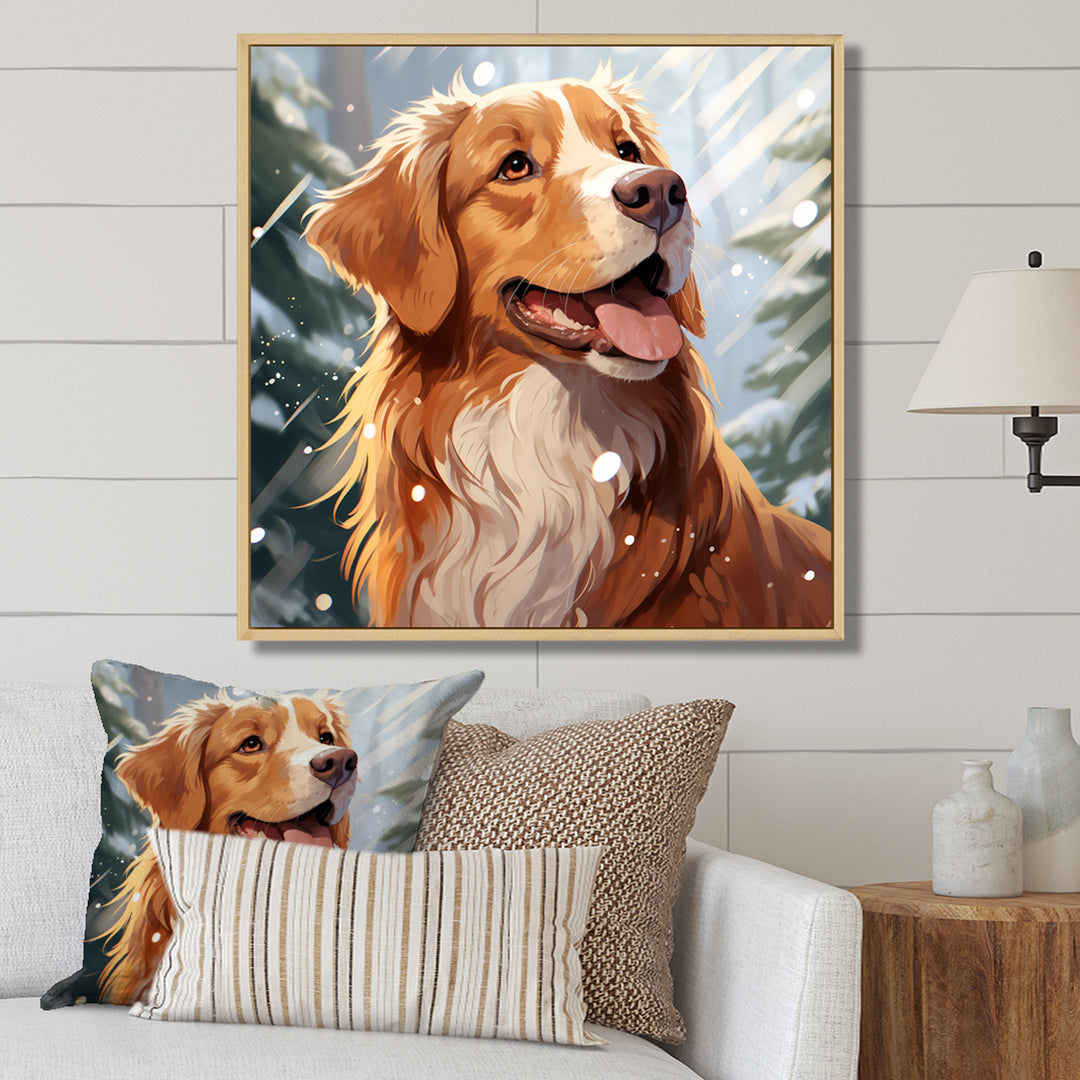 Winter Labrador dog happiness - Dog Large Canvas Wall Art