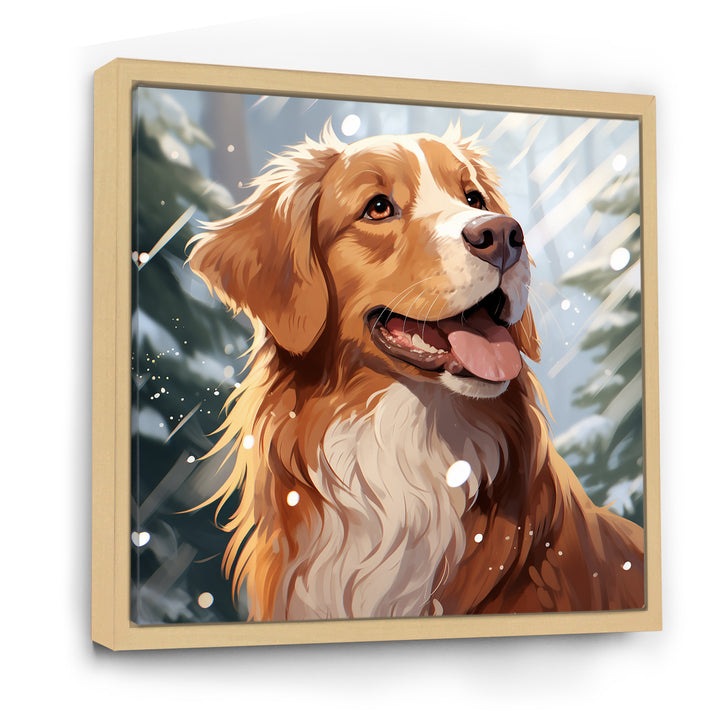 Winter Labrador dog happiness - Dog Large Canvas Wall Art
