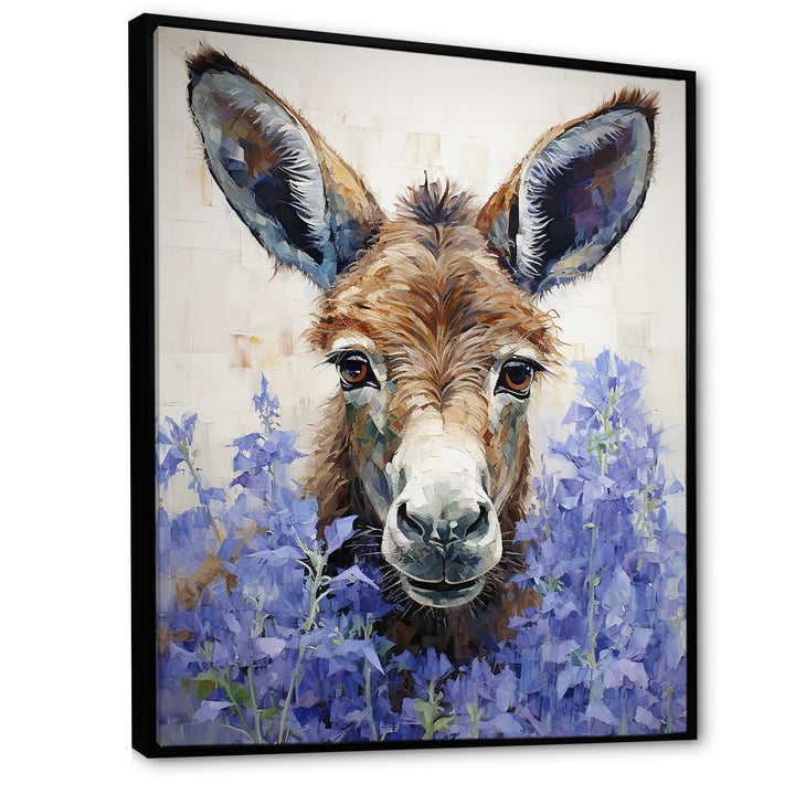 Brown and purple donkey portrait - Donkey Canvas Wall Art