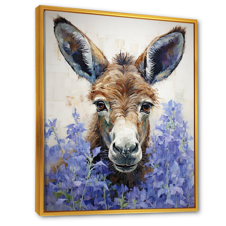 Brown and purple donkey portrait - Donkey Canvas Wall Art