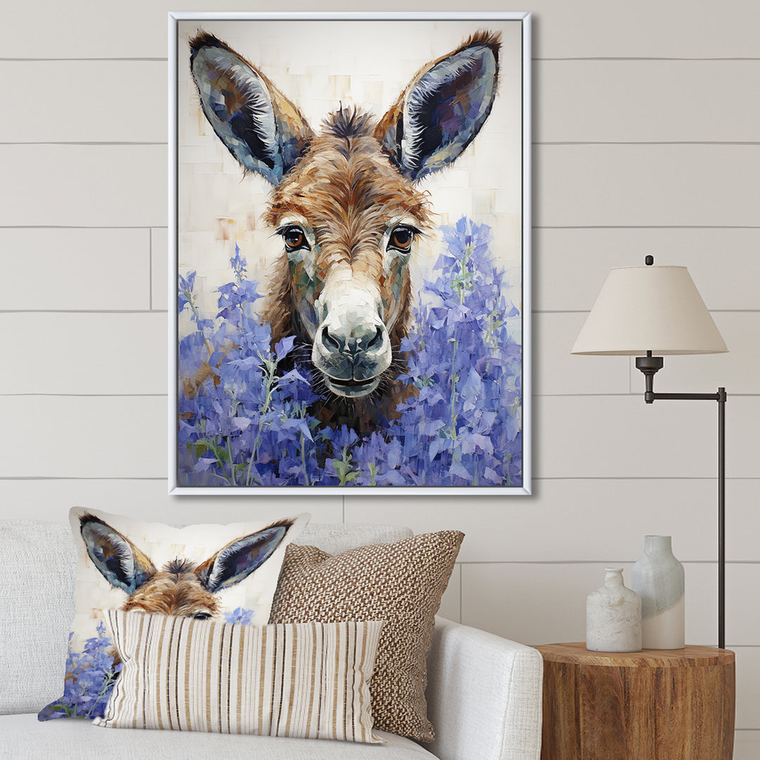 Brown and purple donkey portrait - Donkey Canvas Wall Art