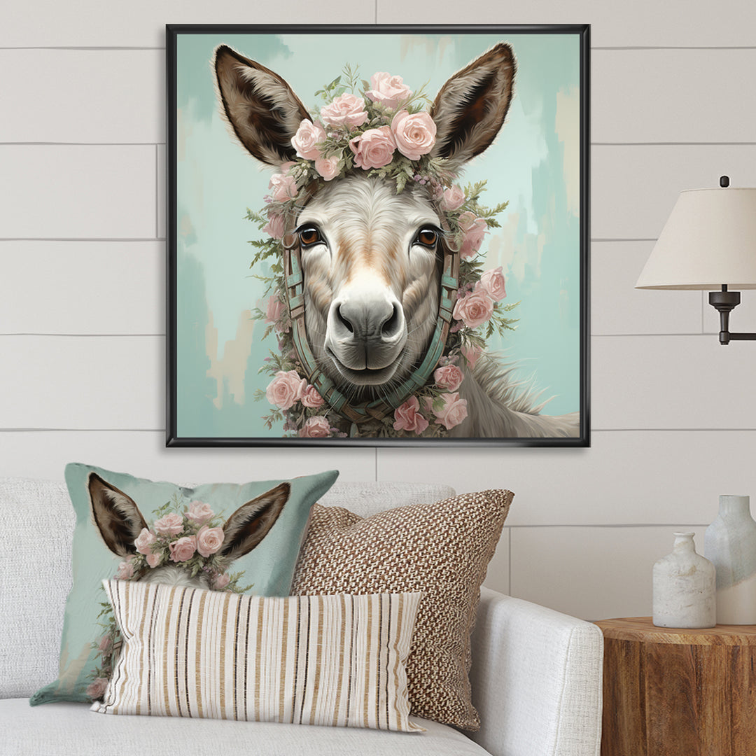 Cute floral donkey portrait - Donkey Wall Decor