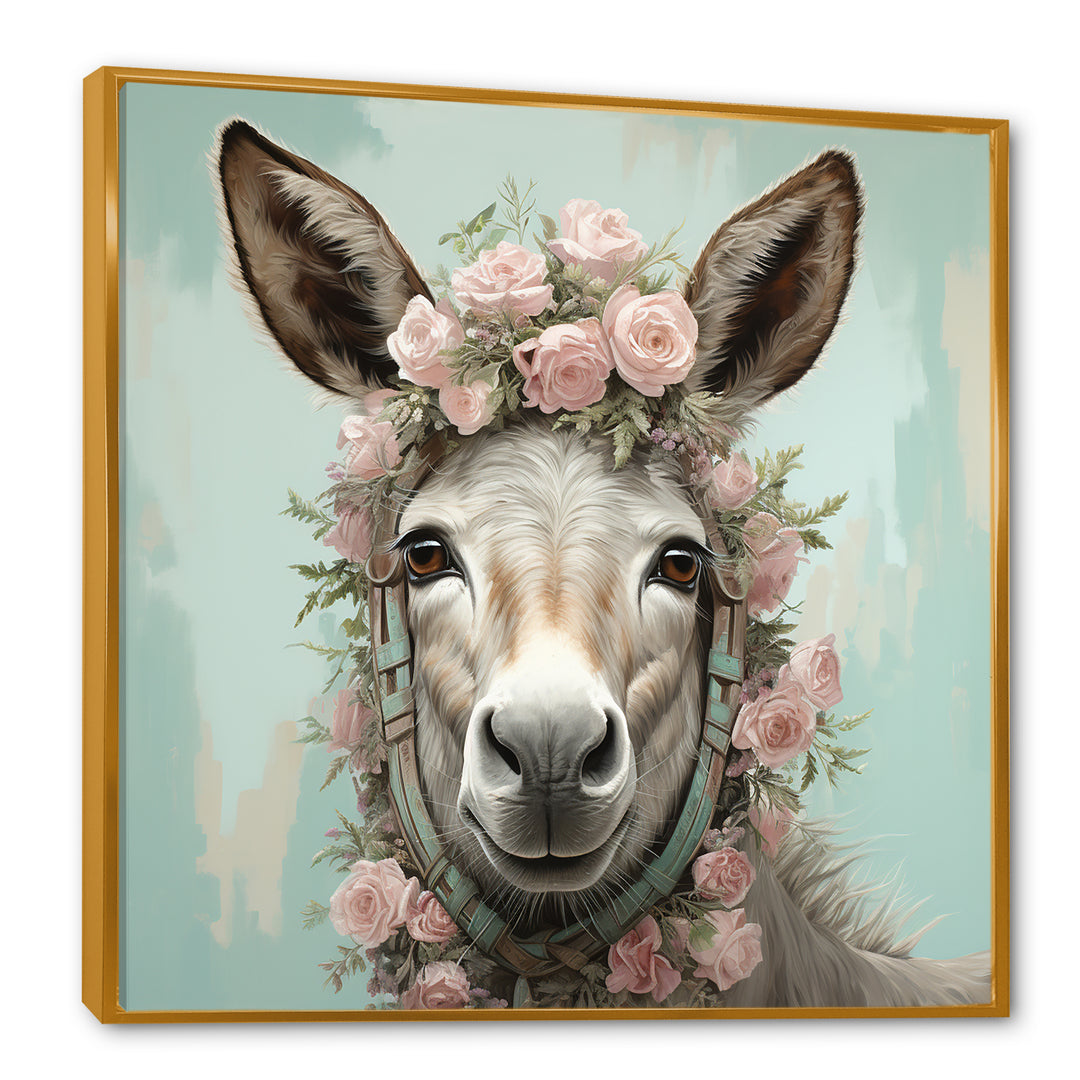Cute floral donkey portrait - Donkey Wall Decor