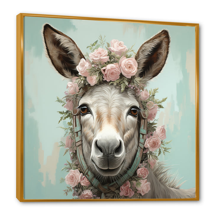 Cute floral donkey portrait - Donkey Wall Decor