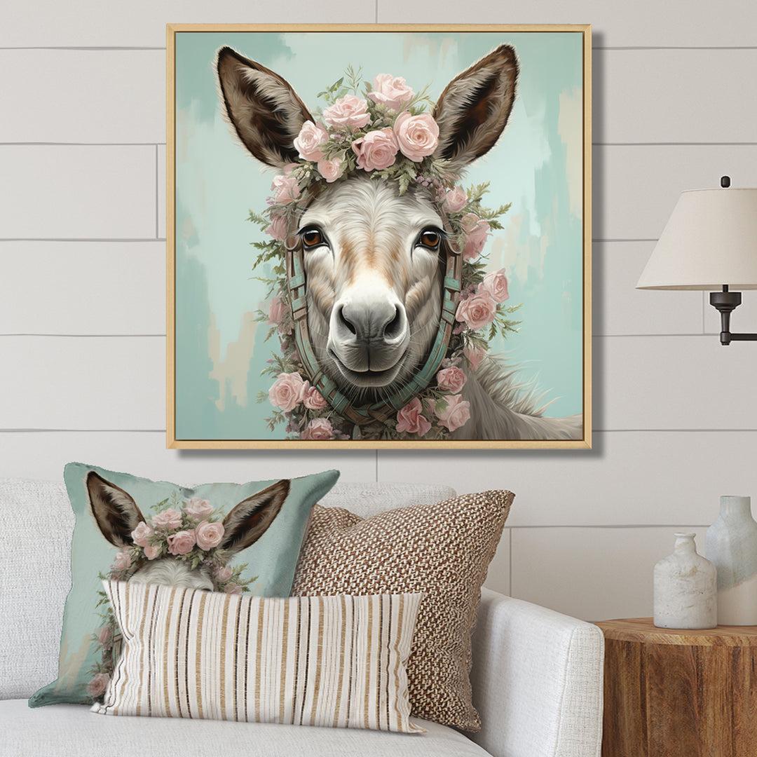 Cute floral donkey portrait - Donkey Wall Decor