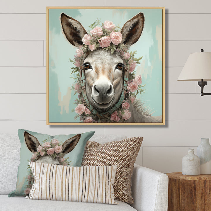 Cute floral donkey portrait - Donkey Wall Decor