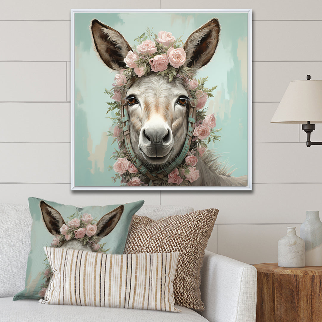 Cute floral donkey portrait - Donkey Wall Decor