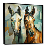 Cubic green and brown horses couple - Brown Horse Wall Art
