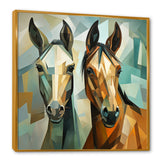 Cubic green and brown horses couple - Brown Horse Wall Art
