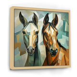 Cubic green and brown horses couple - Brown Horse Wall Art