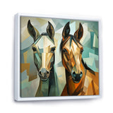 Cubic green and brown horses couple - Brown Horse Wall Art