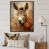 Farmhouse Donkey portrait in autumn - Brown Donkey Wall Art