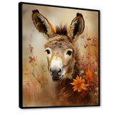 Farmhouse Donkey portrait in autumn - Brown Donkey Wall Art
