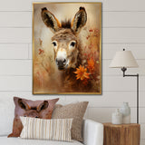 Farmhouse Donkey portrait in autumn - Brown Donkey Wall Art
