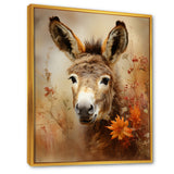 Farmhouse Donkey portrait in autumn - Brown Donkey Wall Art