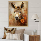 Farmhouse Donkey portrait in autumn - Brown Donkey Wall Art