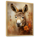 Farmhouse Donkey portrait in autumn - Brown Donkey Wall Art