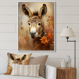Farmhouse Donkey portrait in autumn - Brown Donkey Wall Art