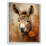 Farmhouse Donkey portrait in autumn - Brown Donkey Wall Art