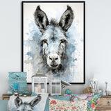 Charming grey donkey portrait - Donkey Framed Canvas Art