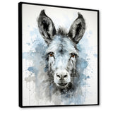 Charming grey donkey portrait - Donkey Framed Canvas Art
