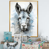 Charming grey donkey portrait - Donkey Framed Canvas Art