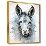 Charming grey donkey portrait - Donkey Framed Canvas Art
