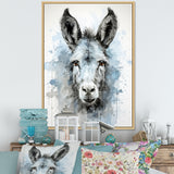 Charming grey donkey portrait - Donkey Framed Canvas Art