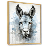 Charming grey donkey portrait - Donkey Framed Canvas Art