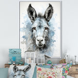 Charming grey donkey portrait - Donkey Framed Canvas Art