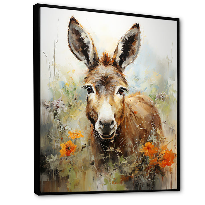 Grey Donkey flower Meadow - Donkey Home Decor Art