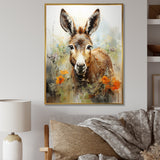 Grey Donkey flower Meadow - Donkey Home Decor Art