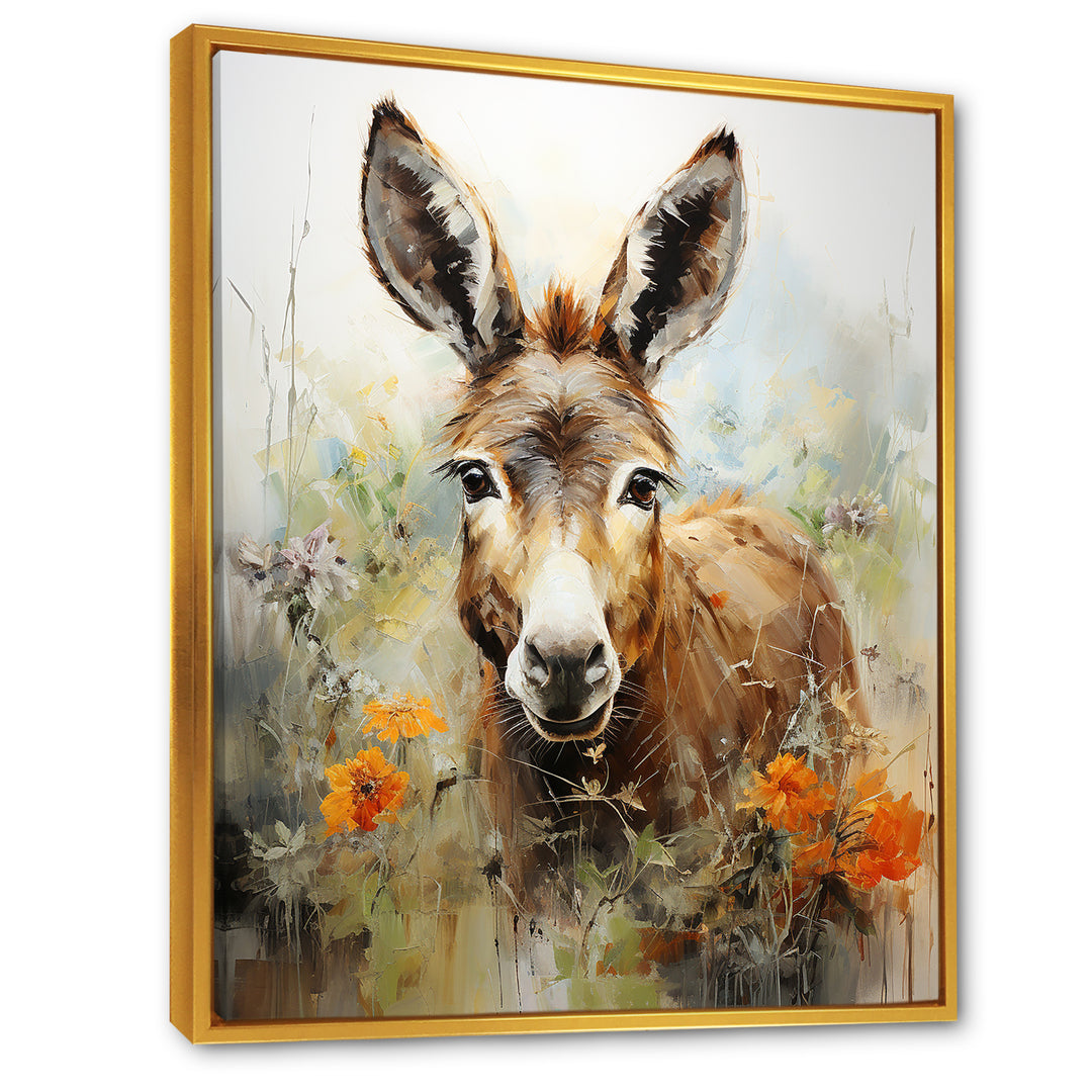 Grey Donkey flower Meadow - Donkey Home Decor Art