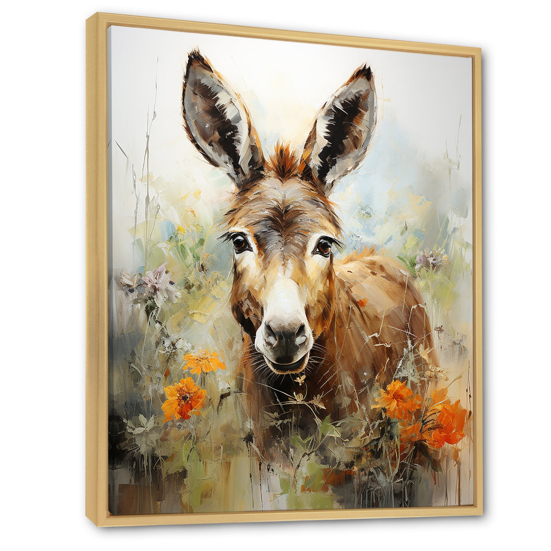 Grey Donkey flower Meadow - Donkey Home Decor Art