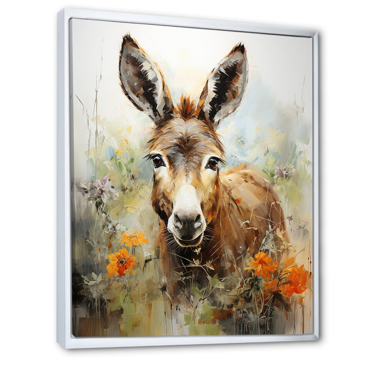 Grey Donkey flower Meadow - Donkey Home Decor Art