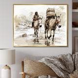 Vintage Donkey journey in the desert - Donkey Canvas Wall Art