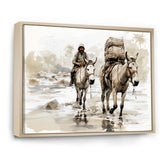 Vintage Donkey journey in the desert - Donkey Canvas Wall Art